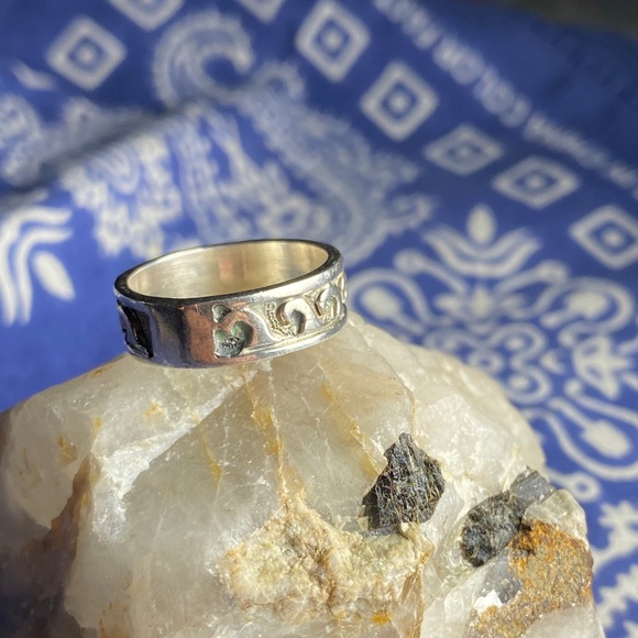 Sterling Silver Wide Etched Band 925 Cigar Ring - Picture 2 of 5